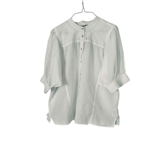 NWT Madewell Puff-Sleeve Band-Collar Shirt Size 12 - Picture 2 of 10